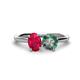 1 - Tanya Oval Shape Ruby & Cushion Shape Lab Created Alexandrite 2 Stone Duo Ring 