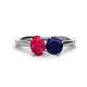 1 - Tanya Oval Shape Ruby & Cushion Shape Blue Sapphire 2 Stone Duo Ring 