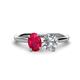 1 - Tanya Oval Shape Ruby & Cushion Shape IGI Certified Lab Grown Diamond 2 Stone Duo Ring 