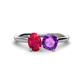 1 - Tanya Oval Shape Ruby & Cushion Shape Amethyst 2 Stone Duo Ring 