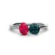 1 - Tanya Oval Shape Ruby & Cushion Shape London Blue Topaz 2 Stone Duo Ring 