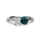 1 - Tanya Oval Shape White Sapphire & Cushion Shape London Blue Topaz 2 Stone Duo Ring 