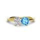 1 - Tanya Oval Shape White Sapphire & Cushion Shape Blue Topaz 2 Stone Duo Ring 