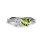 1 - Tanya Oval Shape White Sapphire & Cushion Shape Peridot 2 Stone Duo Ring 