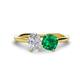1 - Tanya Oval Shape White Sapphire & Cushion Shape Emerald 2 Stone Duo Ring 