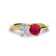 1 - Tanya Oval Shape White Sapphire & Cushion Shape Ruby 2 Stone Duo Ring 