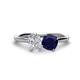 1 - Tanya Oval Shape White Sapphire & Cushion Shape Blue Sapphire 2 Stone Duo Ring 