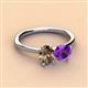 2 - Tanya Oval Shape Smoky Quartz & Cushion Shape Amethyst 2 Stone Duo Ring 