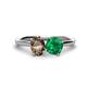 1 - Tanya Oval Shape Smoky Quartz & Cushion Shape Emerald 2 Stone Duo Ring 