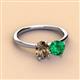 2 - Tanya Oval Shape Smoky Quartz & Cushion Shape Emerald 2 Stone Duo Ring 
