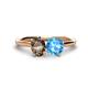 1 - Tanya Oval Shape Smoky Quartz & Cushion Shape Blue Topaz 2 Stone Duo Ring 