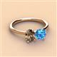 2 - Tanya Oval Shape Smoky Quartz & Cushion Shape Blue Topaz 2 Stone Duo Ring 