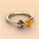 2 - Tanya Oval Shape Smoky Quartz & Cushion Shape Citrine 2 Stone Duo Ring 