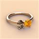 2 - Tanya Oval Shape Smoky Quartz & Cushion Shape Citrine 2 Stone Duo Ring 