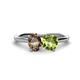 1 - Tanya Oval Shape Smoky Quartz & Cushion Shape Peridot 2 Stone Duo Ring 