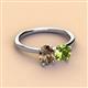 2 - Tanya Oval Shape Smoky Quartz & Cushion Shape Peridot 2 Stone Duo Ring 