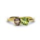 1 - Tanya Oval Shape Smoky Quartz & Cushion Shape Peridot 2 Stone Duo Ring 