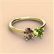 2 - Tanya Oval Shape Smoky Quartz & Cushion Shape Peridot 2 Stone Duo Ring 