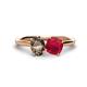 1 - Tanya Oval Shape Smoky Quartz & Cushion Shape Ruby 2 Stone Duo Ring 