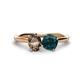 1 - Tanya Oval Shape Smoky Quartz & Cushion Shape London Blue Topaz 2 Stone Duo Ring 