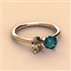 2 - Tanya Oval Shape Smoky Quartz & Cushion Shape London Blue Topaz 2 Stone Duo Ring 