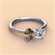 2 - Tanya Oval Shape Smoky Quartz & Cushion Shape Forever Brilliant Moissanite 2 Stone Duo Ring 