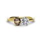 1 - Tanya Oval Shape Smoky Quartz & Cushion Shape GIA Certified Diamond 2 Stone Duo Ring 
