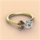 2 - Tanya Oval Shape Smoky Quartz & Cushion Shape GIA Certified Diamond 2 Stone Duo Ring 