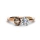 1 - Tanya Oval Shape Smoky Quartz & Cushion Shape IGI Certified Lab Grown Diamond 2 Stone Duo Ring 