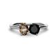 1 - Tanya Oval Shape Smoky Quartz & Cushion Shape Black Onyx 2 Stone Duo Ring 