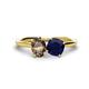 1 - Tanya Oval Shape Smoky Quartz & Cushion Shape Blue Sapphire 2 Stone Duo Ring 