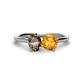 1 - Tanya Oval Shape Smoky Quartz & Cushion Shape Citrine 2 Stone Duo Ring 