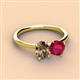 2 - Tanya Oval Shape Smoky Quartz & Cushion Shape Ruby 2 Stone Duo Ring 