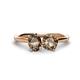 1 - Tanya Oval & Cushion Shape Smoky Quartz 2 Stone Duo Ring 