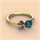 2 - Tanya Oval Shape Smoky Quartz & Cushion Shape London Blue Topaz 2 Stone Duo Ring 