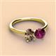 2 - Tanya Oval Shape Smoky Quartz & Cushion Shape Rhodolite Garnet 2 Stone Duo Ring 