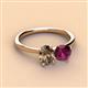 2 - Tanya Oval Shape Smoky Quartz & Cushion Shape Rhodolite Garnet 2 Stone Duo Ring 