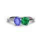 1 - Tanya Oval Shape Tanzanite & Cushion Shape Emerald 2 Stone Duo Ring 