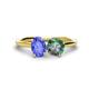 1 - Tanya Oval Shape Tanzanite & Cushion Shape Lab Created Alexandrite 2 Stone Duo Ring 