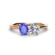 1 - Tanya Oval Shape Tanzanite & Cushion Shape Forever Brilliant Moissanite 2 Stone Duo Ring 