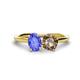 1 - Tanya Oval Shape Tanzanite & Cushion Shape Smoky Quartz 2 Stone Duo Ring 