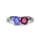 1 - Tanya Oval Shape Tanzanite & Cushion Shape Rhodolite Garnet 2 Stone Duo Ring 