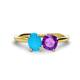 1 - Tanya Oval Shape Turquoise & Cushion Shape Amethyst 2 Stone Duo Ring 