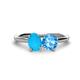 1 - Tanya Oval Shape Turquoise & Cushion Shape Blue Topaz 2 Stone Duo Ring 