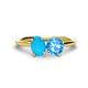 1 - Tanya Oval Shape Turquoise & Cushion Shape Blue Topaz 2 Stone Duo Ring 