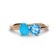 1 - Tanya Oval Shape Turquoise & Cushion Shape Blue Topaz 2 Stone Duo Ring 