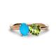 1 - Tanya Oval Shape Turquoise & Cushion Shape Peridot 2 Stone Duo Ring 