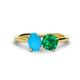 1 - Tanya Oval Shape Turquoise & Cushion Shape Emerald 2 Stone Duo Ring 