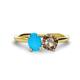 1 - Tanya Oval Shape Turquoise & Cushion Shape Smoky Quartz 2 Stone Duo Ring 