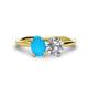 1 - Tanya Oval Shape Turquoise & Cushion Shape IGI Certified Lab Grown Diamond 2 Stone Duo Ring 